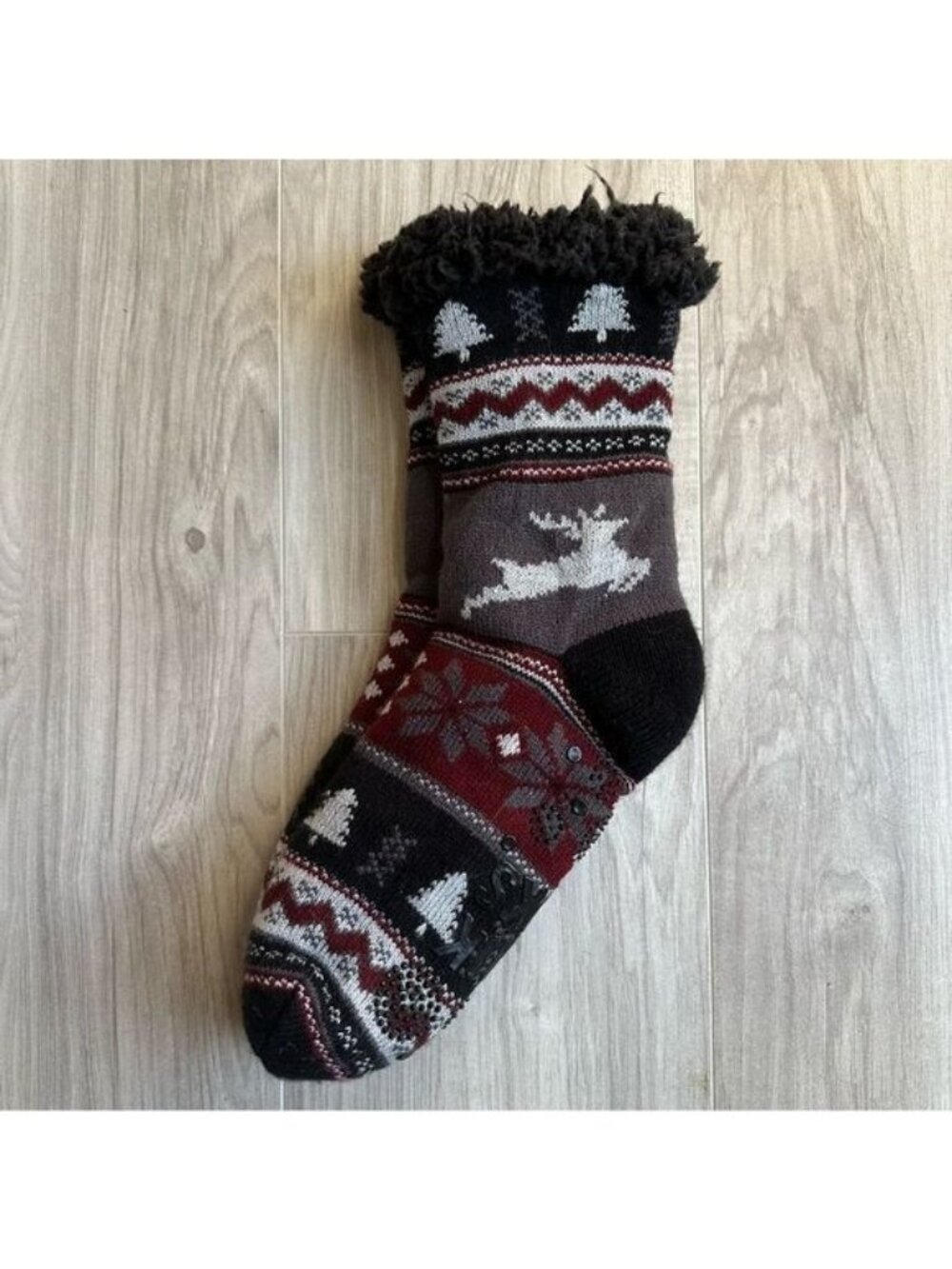 Muk Luks Cabin Socks Deer Grips Fuzzy
